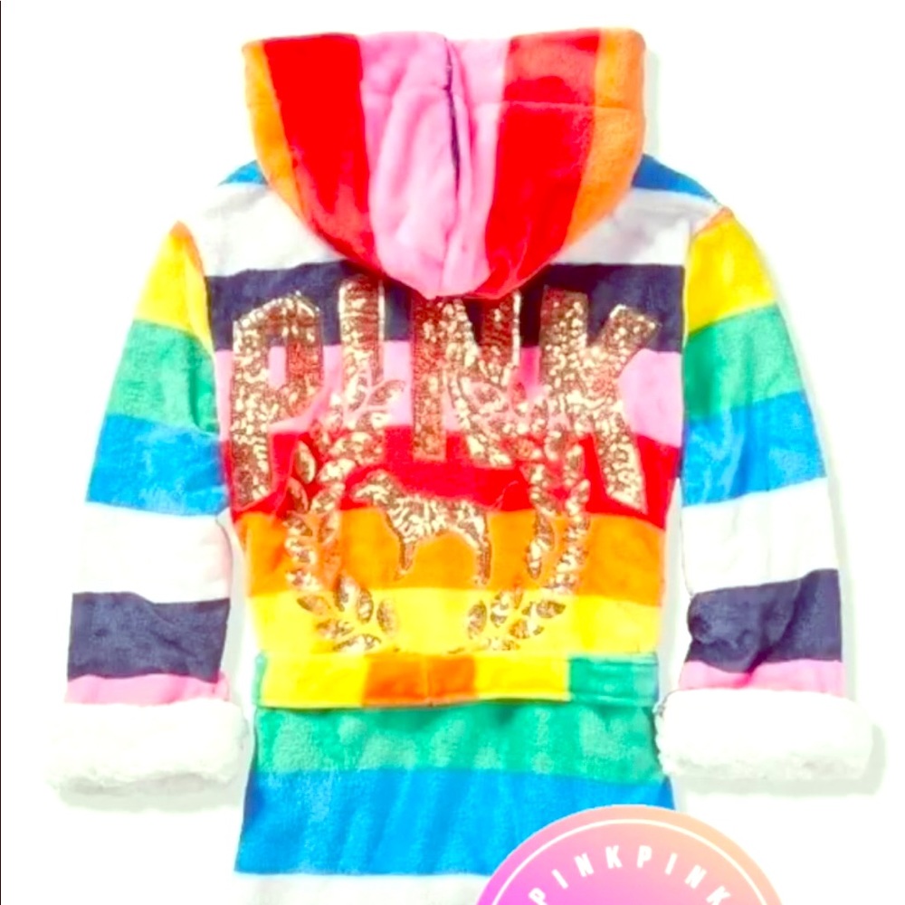 Victorias Secret Pink Rainbow Sherpa Robe Size M/L
